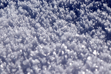 Surface of fresh snow in winter, macro shot
