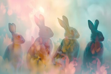 Easter bunny in a modern trendy style - obrazy, fototapety, plakaty