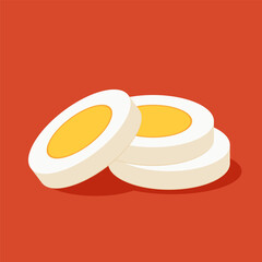 Boiled egg vector. wallpaper. symbol. logo design. Egg on Red background.