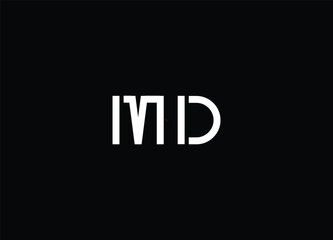 MD Letters Logo Design Slim. Creative White Letter Concept Illustration.