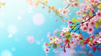 Spring flowers background with bokeh effect. Beautiful nature scene.