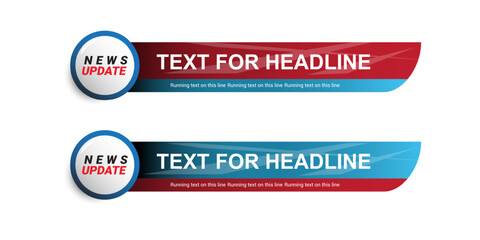 Lower third template for TV banners, bars for live news and sport channels, streaming and broadcasting. Collection of lower third for video editing isolated on white background. Vector	