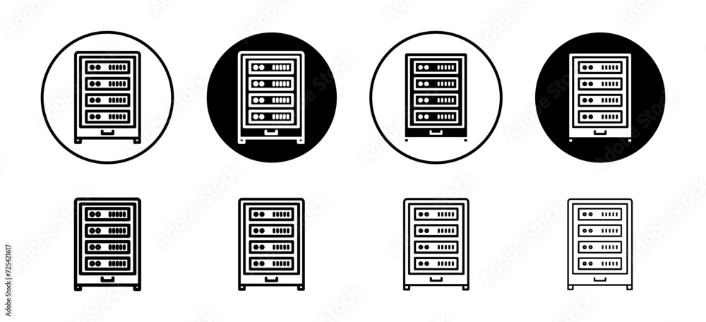 Poster server rack vector icon set collection. server rack outline flat icon.