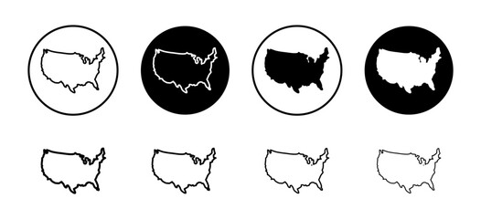 US map vector icon set collection. US map Outline flat Icon.