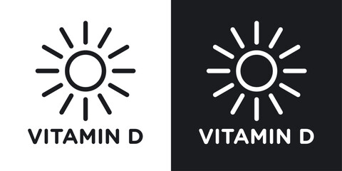 Vitamin D Icon Designed in a Line Style on White Background. - obrazy, fototapety, plakaty