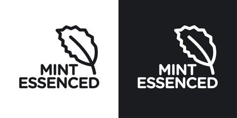 Mint Essenced Icon Designed in a Line Style on White Background. - obrazy, fototapety, plakaty