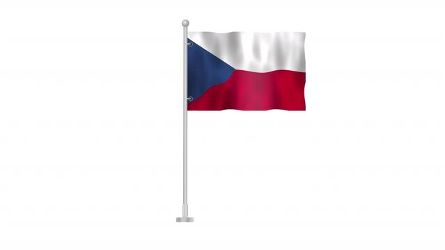 Animation of waving  Czech Republic flag. Animated stock video. Looped video. Realistic national symbol (Alpha channel)