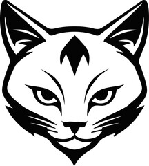 Cat icon, simple logo of cat. black and white design elements. vector illustration.