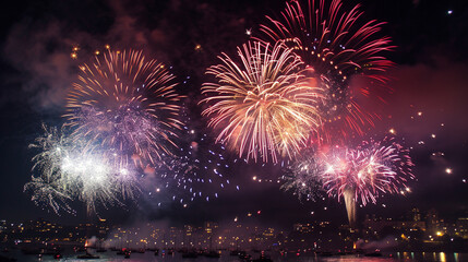 A symphony of colors and shapes as fireworks light up the sky, leaving a lasting impression on the evening canvas