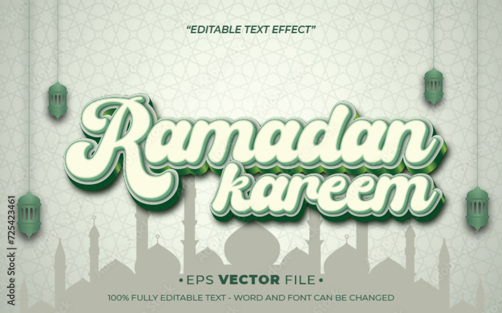 Aufkleber ramadan kareem 3d text effect editable vector and background