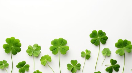 Fresh green clover leaves on background. St. Patrick's Day concept