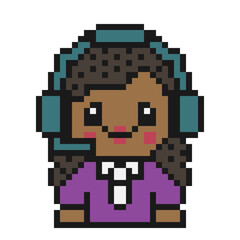 Obraz premium Pixelated help center female operator. Technical support worker.