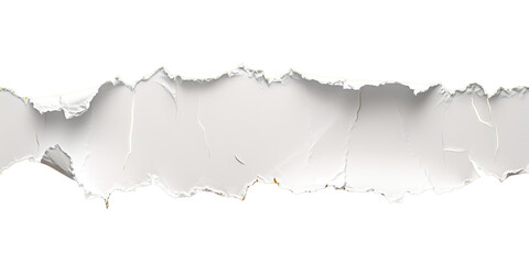 torn white paper with jagged edges elegantly placed on an isolated white background.