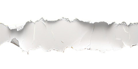 torn white paper with jagged edges elegantly placed on an isolated white background.