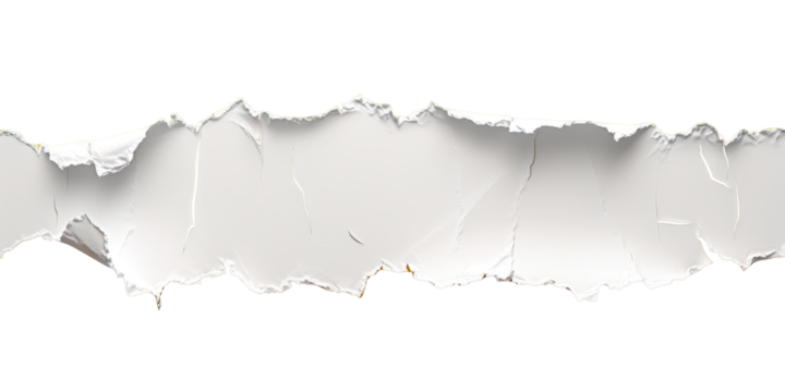 torn white paper with jagged edges elegantly placed on an isolated white background.