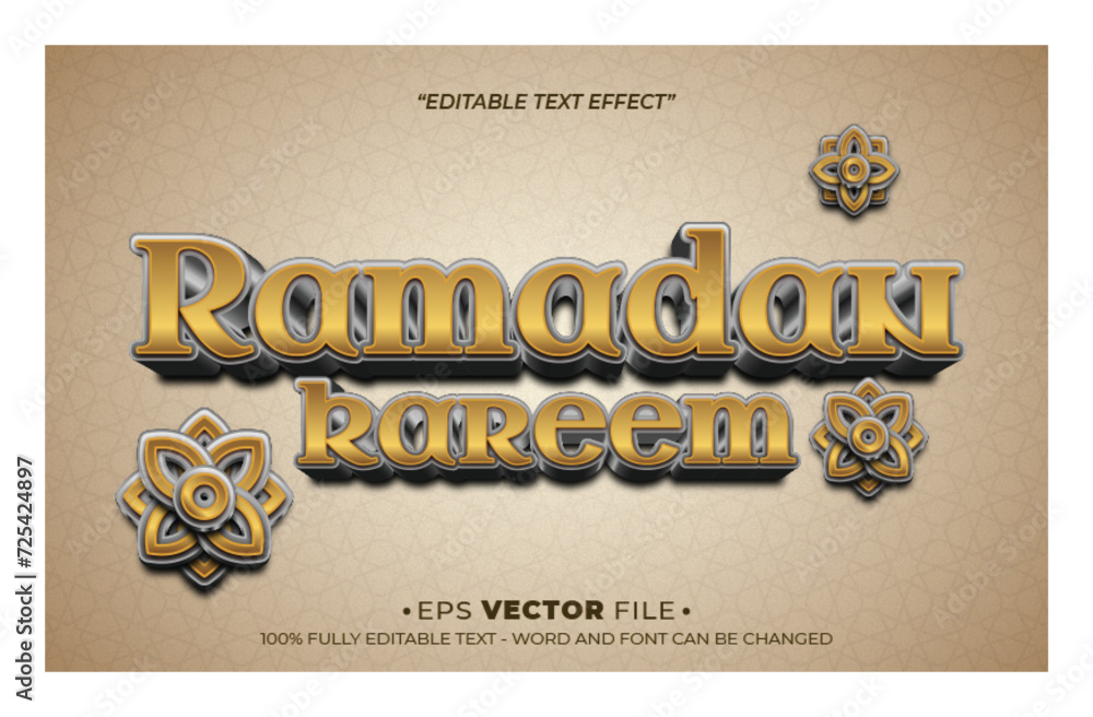 Poster ramadan kareem 3d text effect editable vector and background