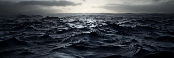 Zelfklevend Fotobehang A close up photo of black waves in the ocean, photo-reality, extreme detail. Generative AI. © Sugarpalm