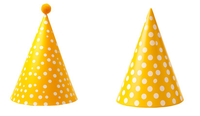 set of yellow party hats on a transparent background