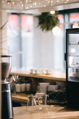 Empty Bar counter, barista workplace.