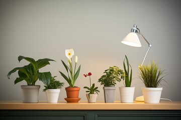 plant pots with labels denoting the light requirements - obrazy, fototapety, plakaty