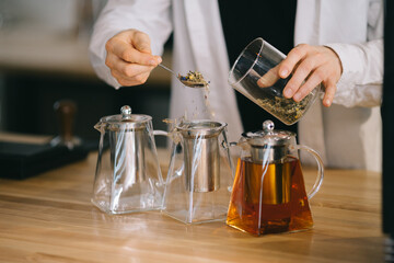 The process of making aromatic tea.