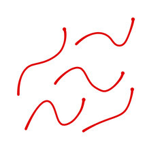 red drop scribble abstract elemen monoline 