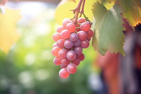 cluster of red grapes on a vine