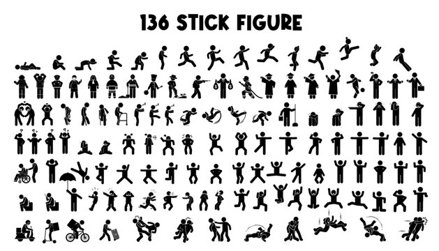 stick figure set, pictogram, stick man, stickman, stick cartoon