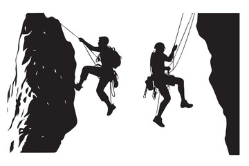 Silhouette of climber on white background. Vector illustration. - obrazy, fototapety, plakaty