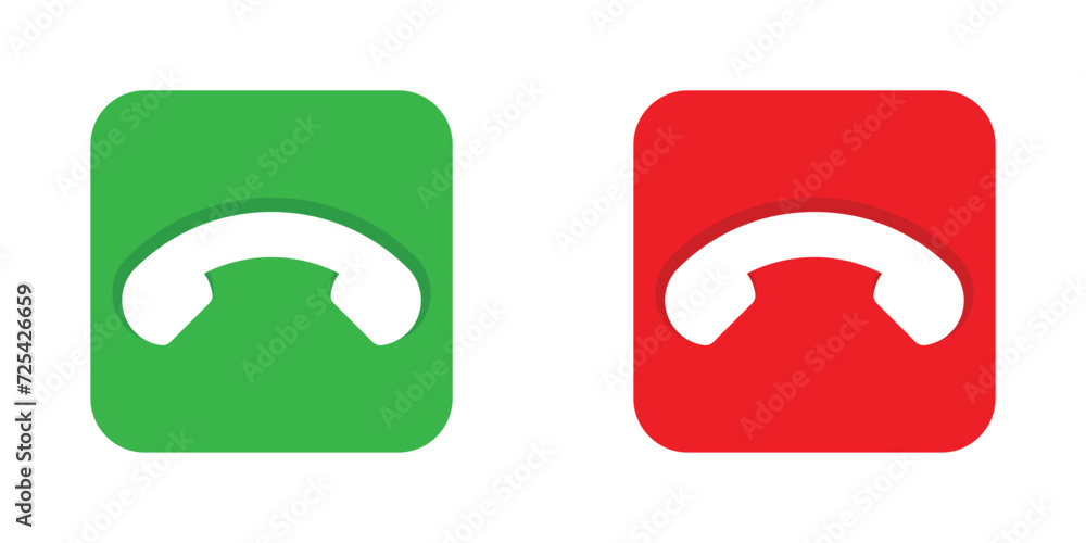 Poster phone call green and red buttons. accept and decline call icon for mobile app and ui. vector illustration on transparent background.