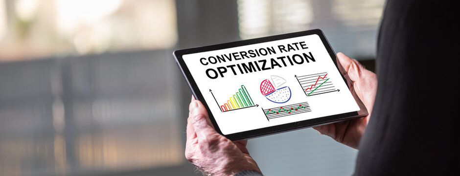 Conversion rate optimization concept on a tablet