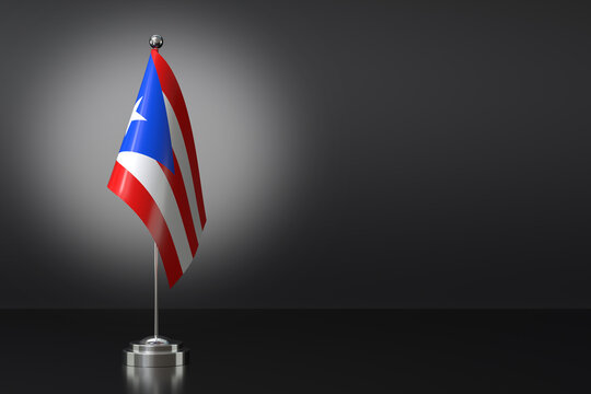 Small National Flag of the Puerto Rico on a Black Background. 3d Rendering