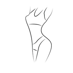 Silhouettes of lovely lady. Beautiful girl stand in different pose. The figures of women are nude, feminine and slender. Vector illustration 4 3