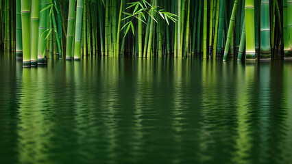 green bamboo forest in water