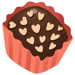 Valentine chocolate fudge dessert, sweet illustration