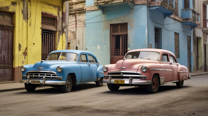 March 20 2018 Two parked vintage car