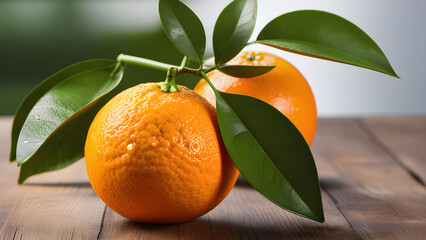fresh orange with leaves