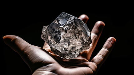 Natural rough diamond in hand