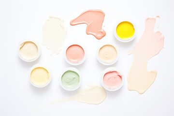colored cream samples on pure white surface