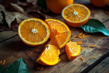 a group of oranges cut in half
