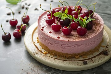 a cake with cherries on top