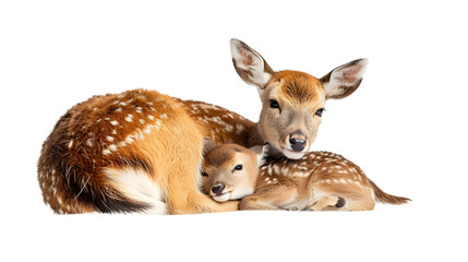 Baby Deer Resting Beside Mother