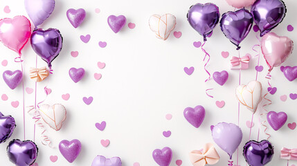 Valentine's Day Elegance Gifts and purple Heart Balloons, Romantic Surprise