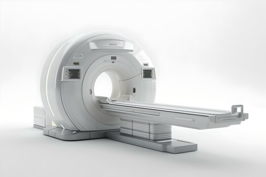 Modern medical MRI scanner machine in a clean room. high-tech health care equipment. ideal for medical technology concept. AI