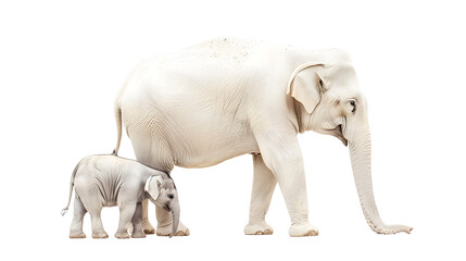 Adult and Baby Elephant Standing Together