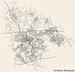 Obraz premium Street roads map of the METROPOLITAN BOROUGH OF ST HELENS, MERSEYSIDE