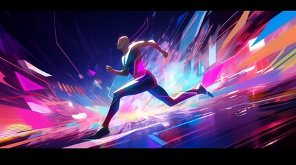 Athlete Runner Running on Road Illustration. Sport poster concept.