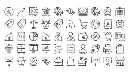 Modern Outline Business Icon Collection