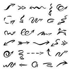 Vector set of hand drawn arrows, elements for presentation