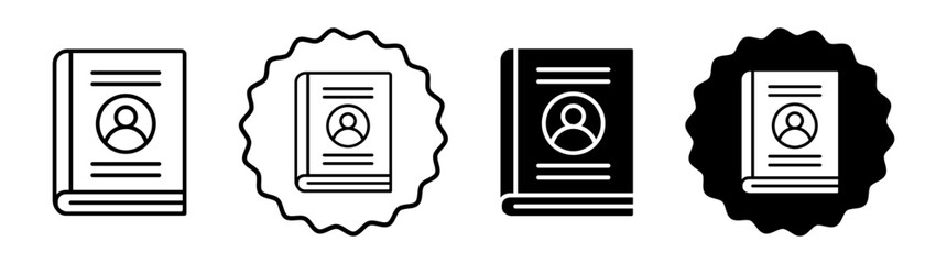 Biography set in black and white color. Biography simple flat icon vector